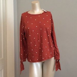 Sundry polka dot long sleeve tee in‎ rust
